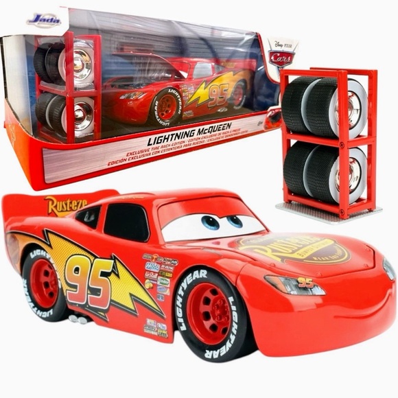 Disney Pixar Cars Lightning McQueen Die-Cast Jada 1:24 Tire Rack Edition 2021 - Picture 1 of 15